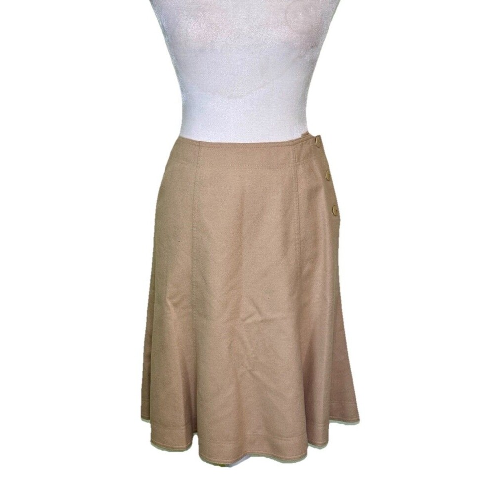 Talbots Women’s‎ Camel Wool Mohair A-Line Midi Skirt Side Buttons Old Money 2P